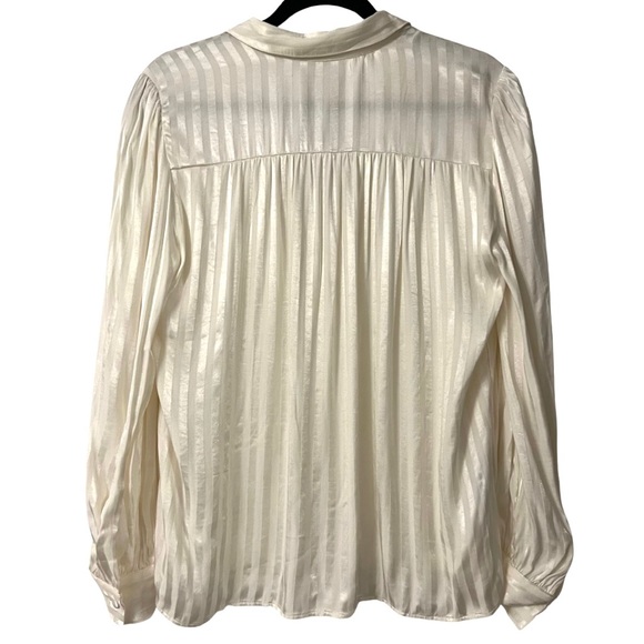 NWT Mango Satin Striped Button Down Blouse - Picture 5 of 8